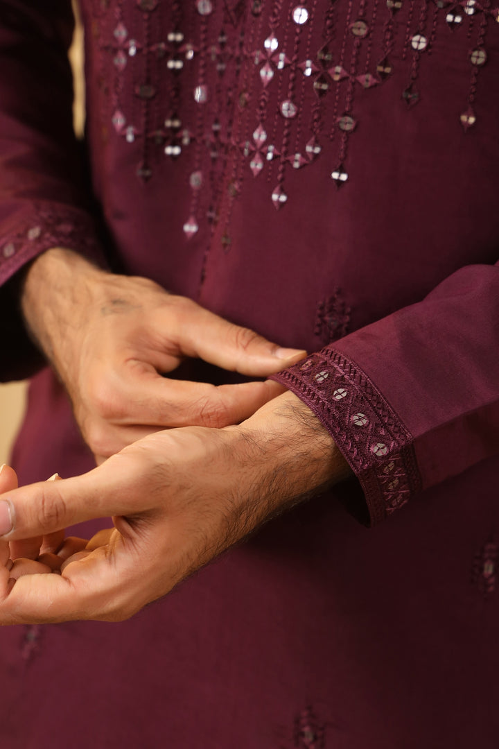 Sequence Wine Kurta Set - KM45152-1