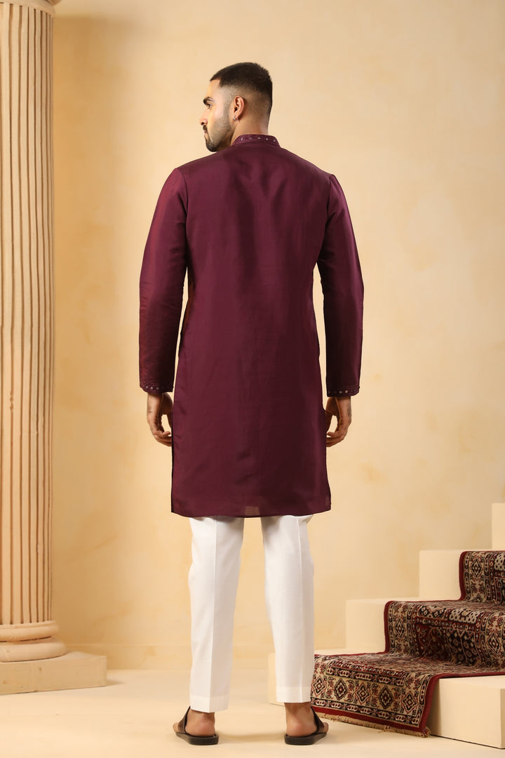 Sequence Wine Kurta Set - KM45152-1
