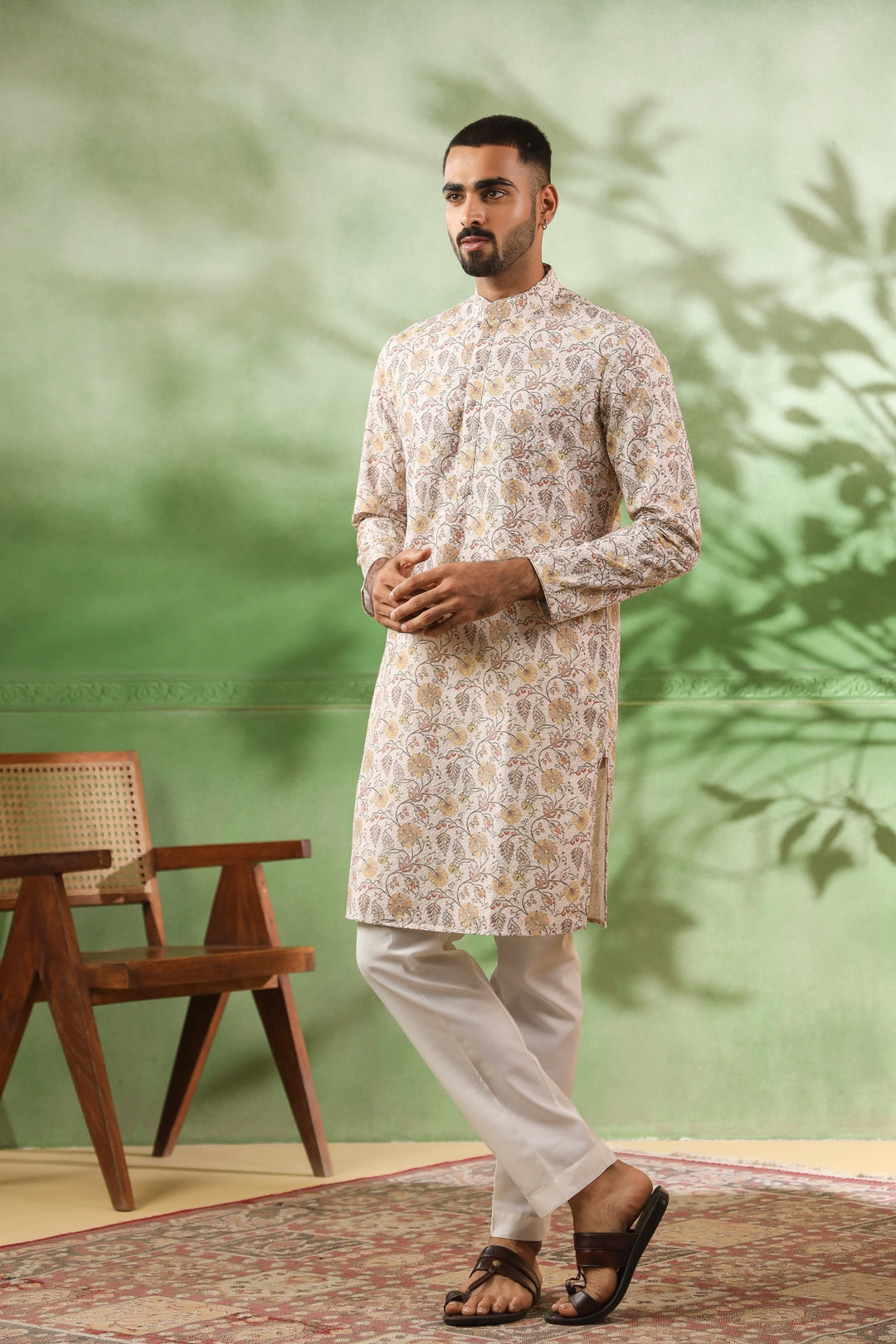Sequence Cream Kurta Set - KM45242-158A