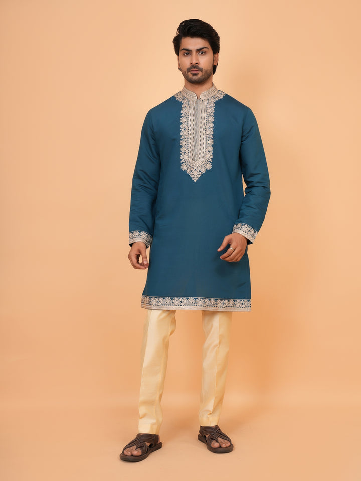 Embroidered Green Jacket Kurta Set - JT42611-142