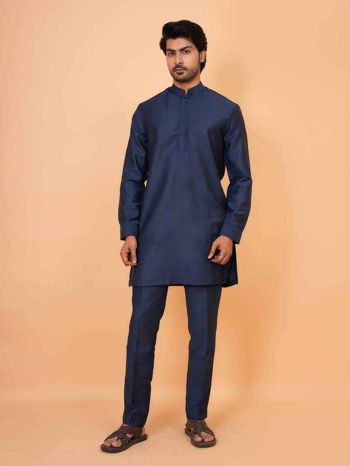 Bead Work Navy Blue Jacket Kurta Set - JT43109-748E