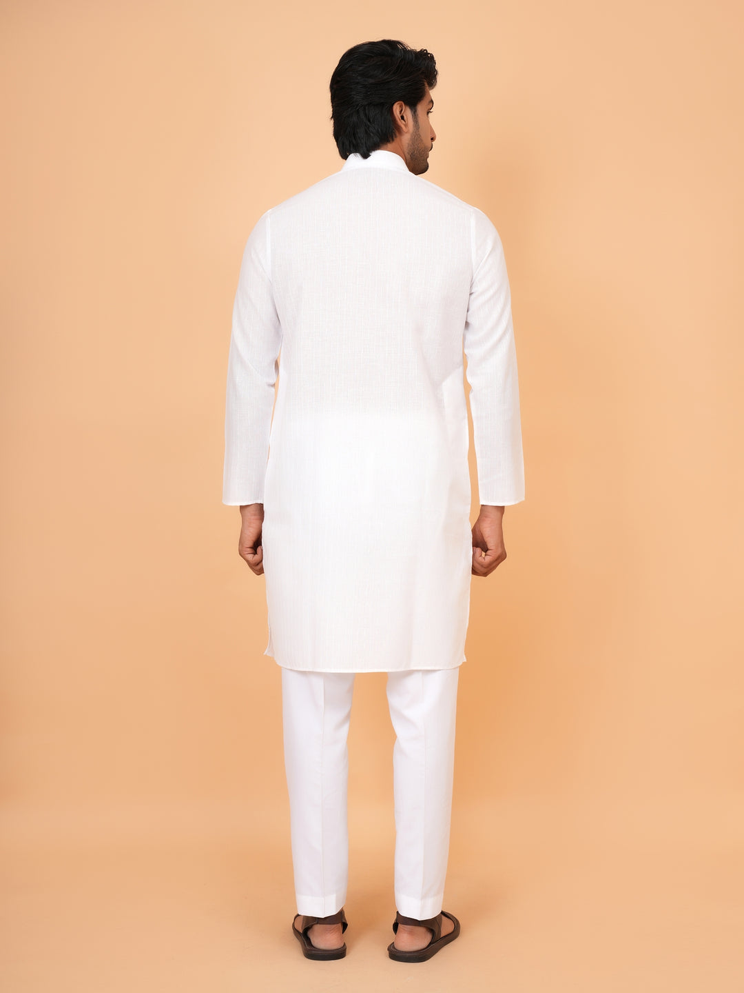 Striped White Kurta Set - KM26522-1
