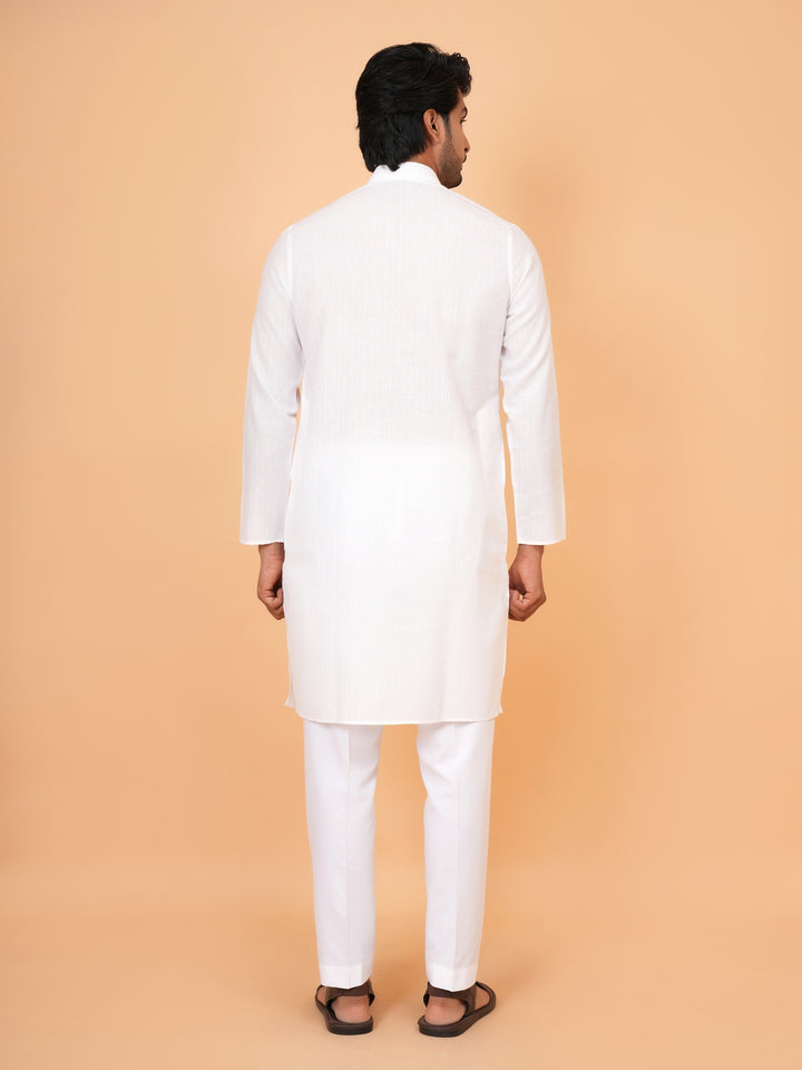 Striped White Kurta Set - KM26522-1