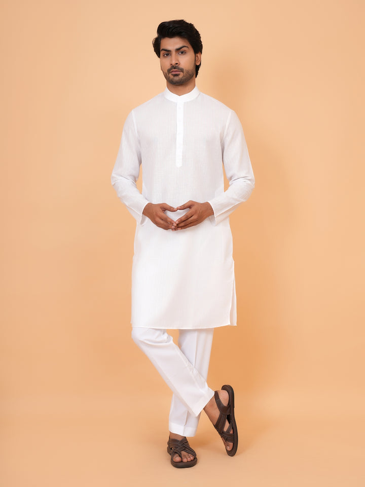 Striped White Kurta Set - KM26522-1