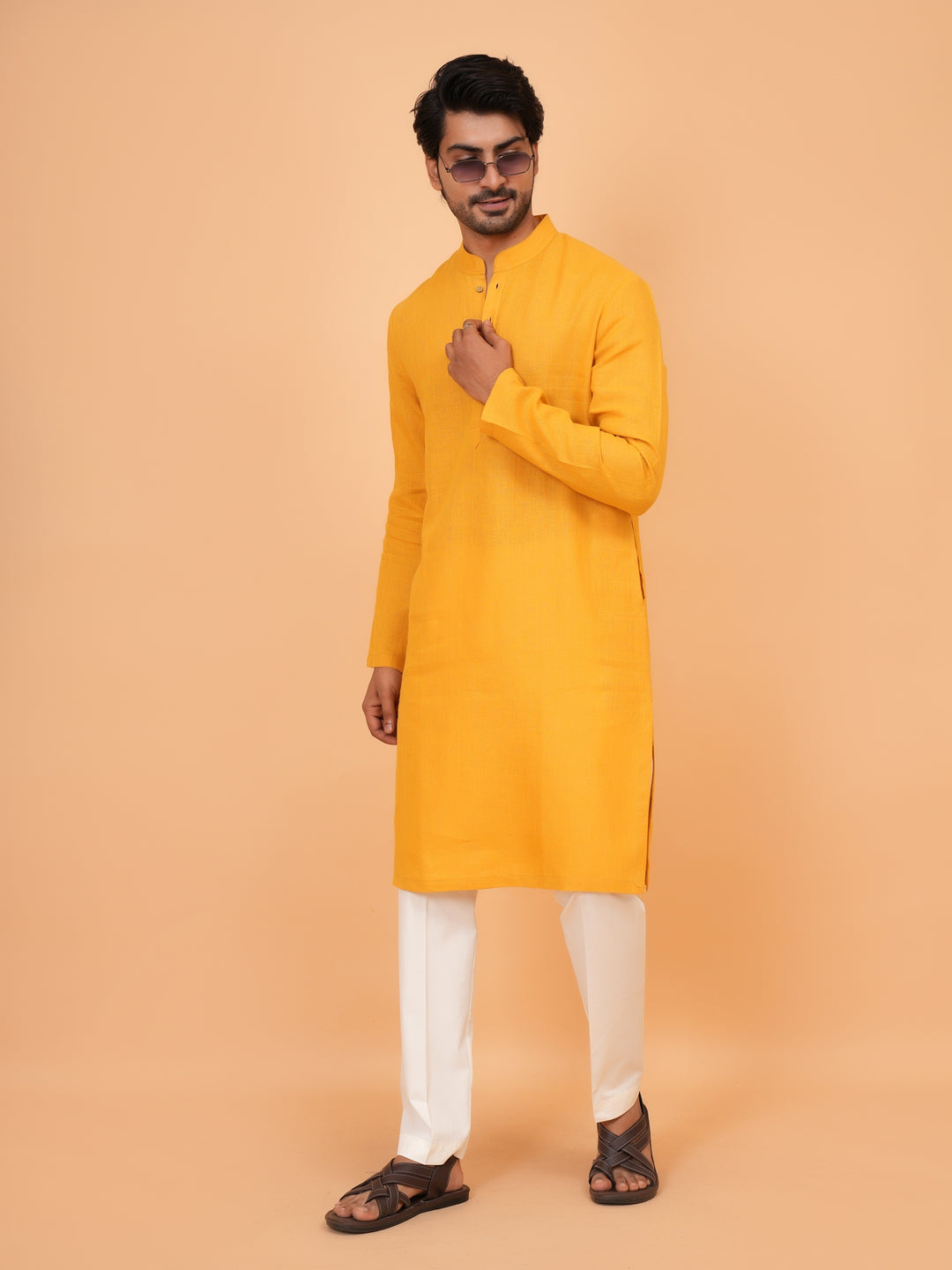 Solid Mustard Kurta Set - KM43276-11