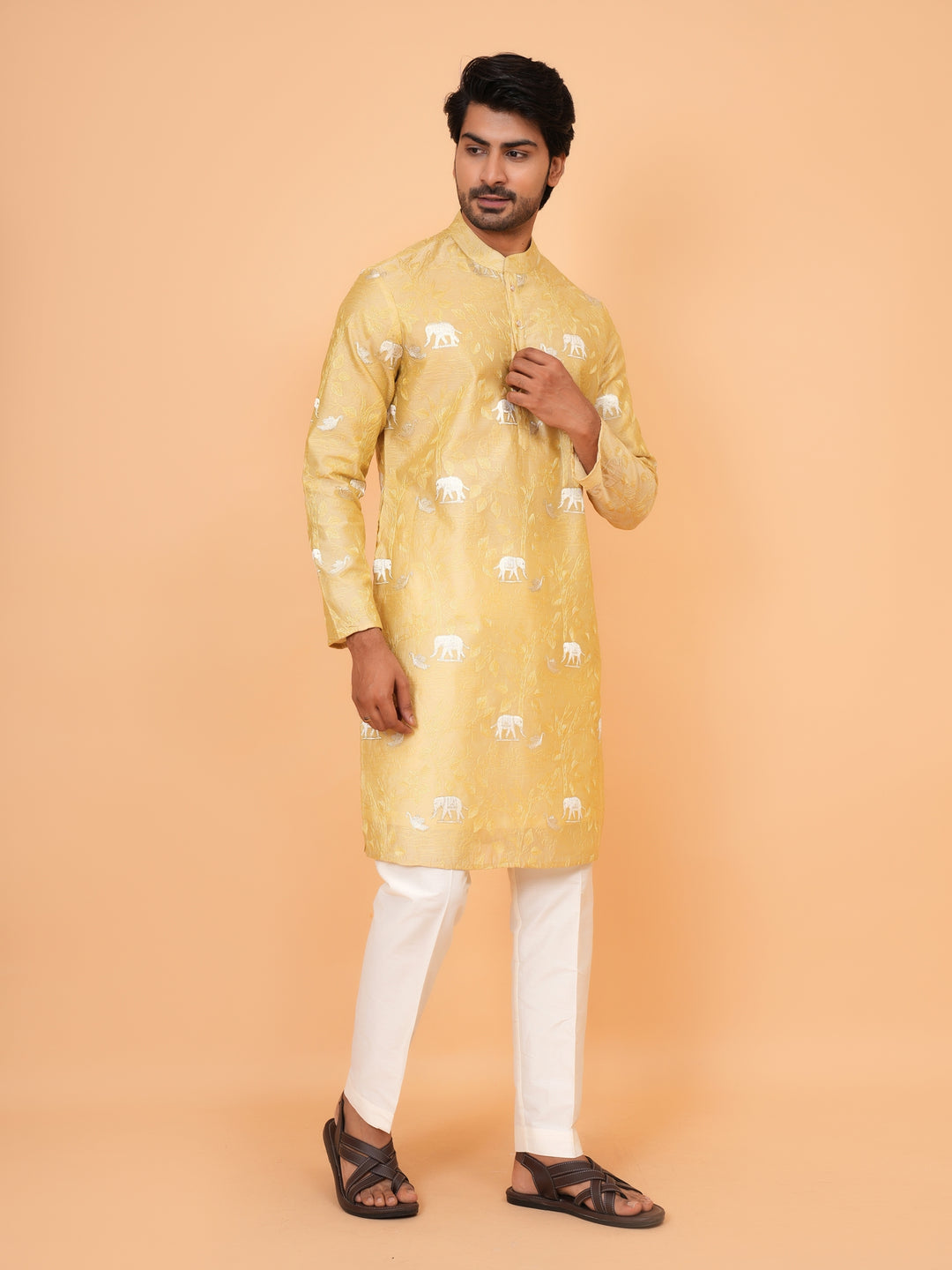 Animal Yellow Kurta Set - KM43421-2