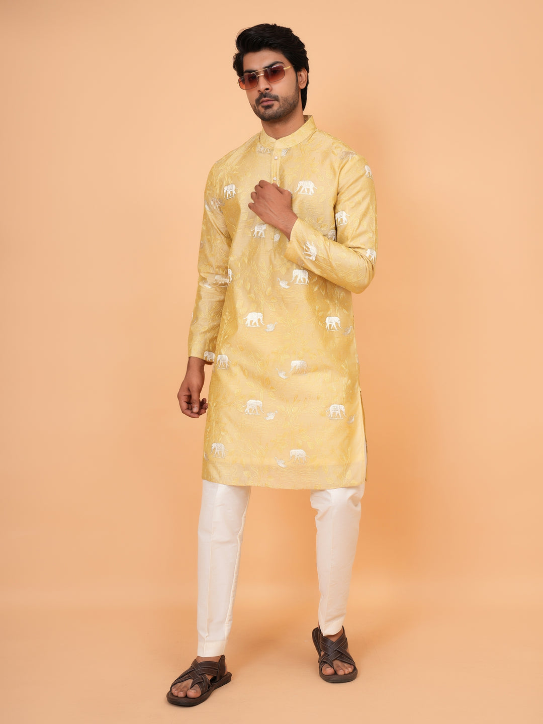 Animal Yellow Kurta Set - KM43421-2