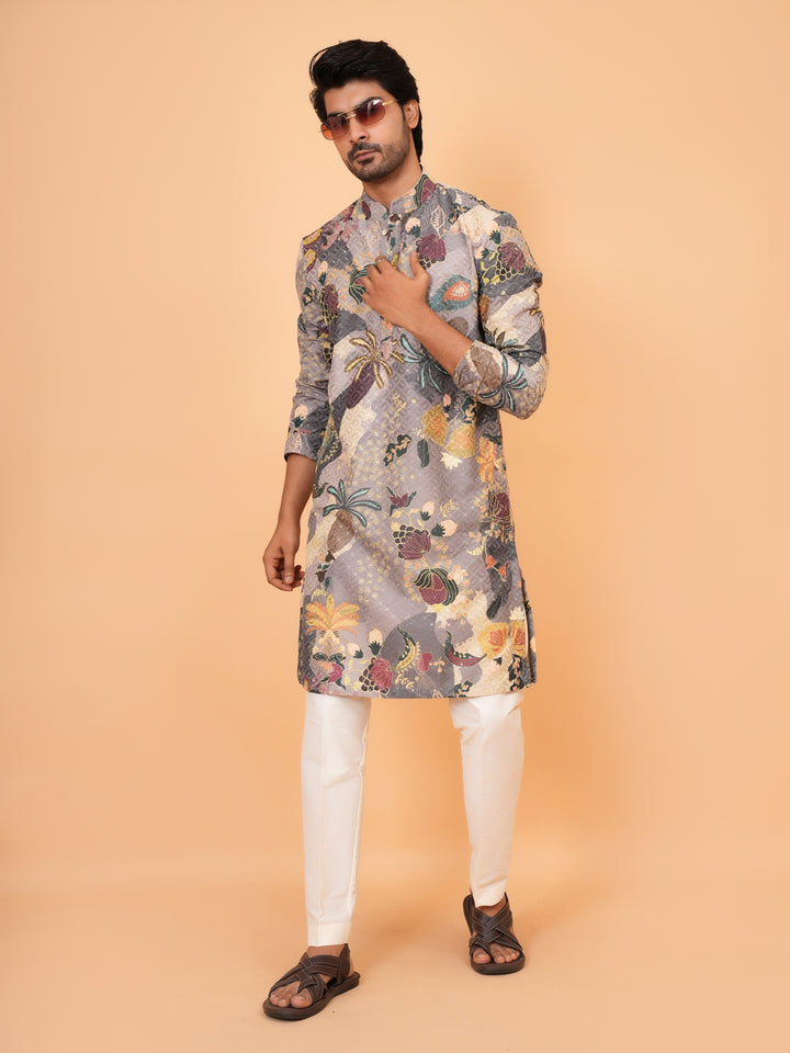 Sequence Grey Kurta Set - KM43531-1466C
