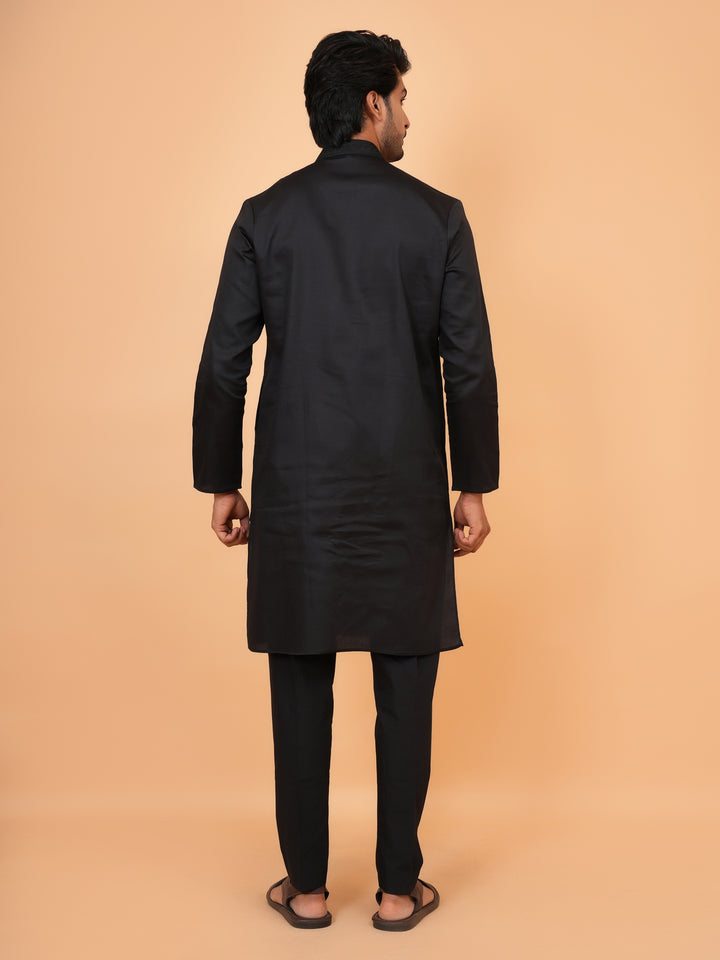 Embroidered Black Kurta Set - KM44472-3