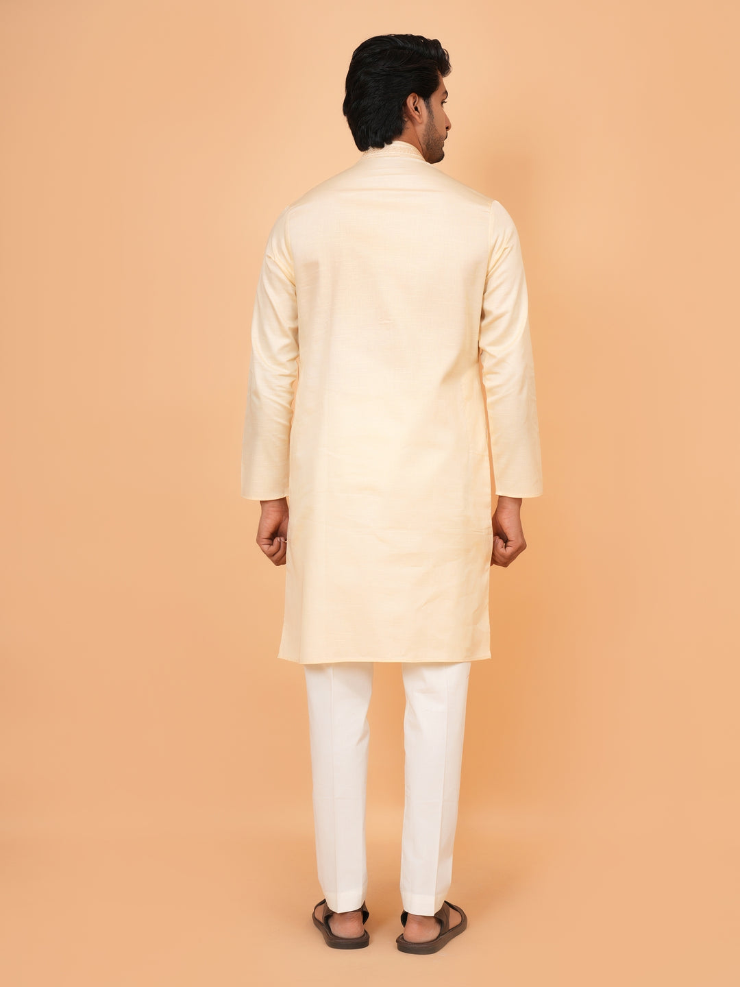 Embroidered Cream Kurta Set - KM44472-7