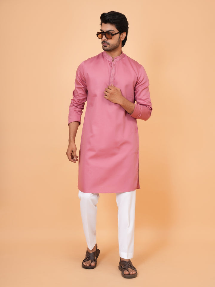 Embroidered Pink Kurta Set - KM44472-57