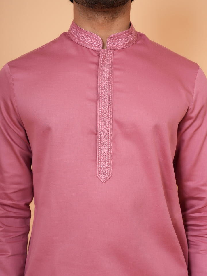 Embroidered Pink Kurta Set - KM44472-57