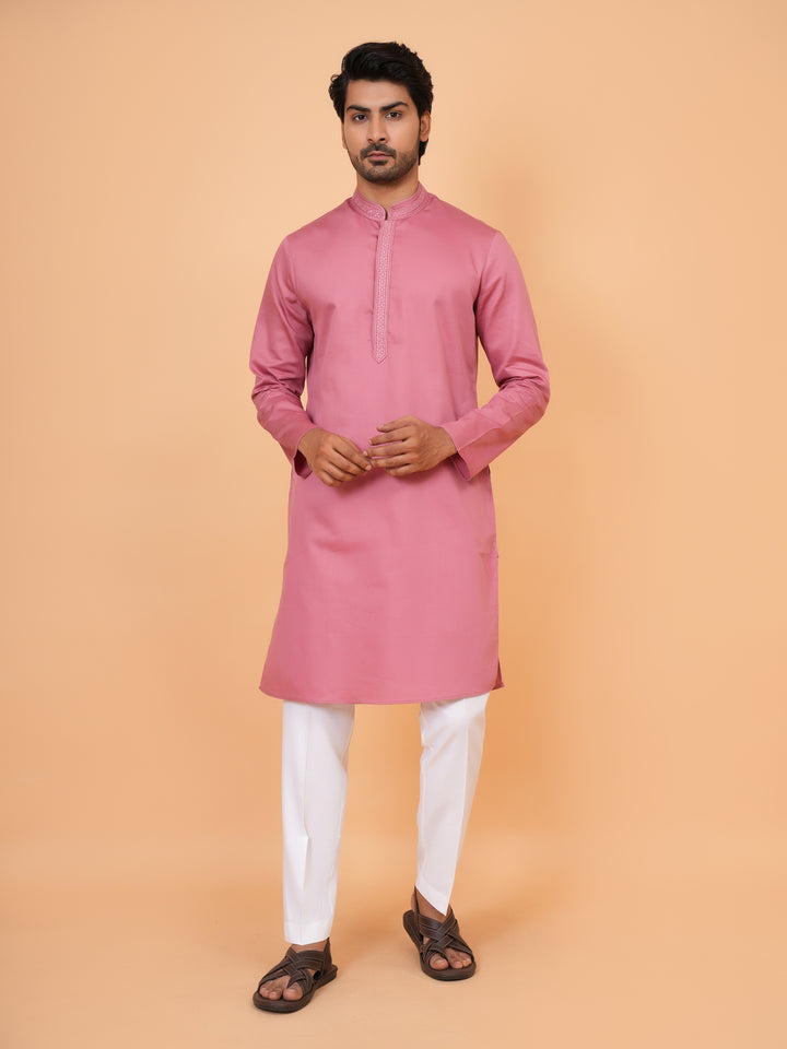 Embroidered Pink Kurta Set - KM44472-57