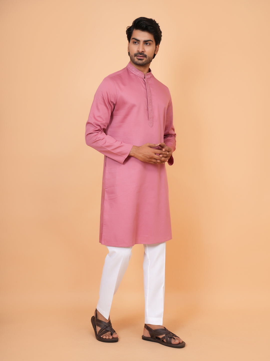 Embroidered Pink Kurta Set - KM44472-57