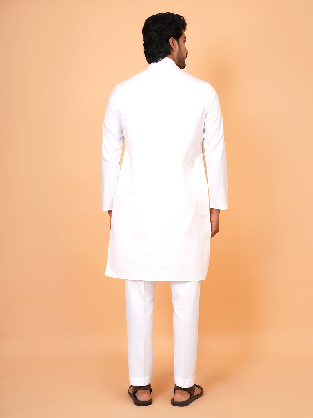 Embroidered White Kurta Set - KM44929-1
