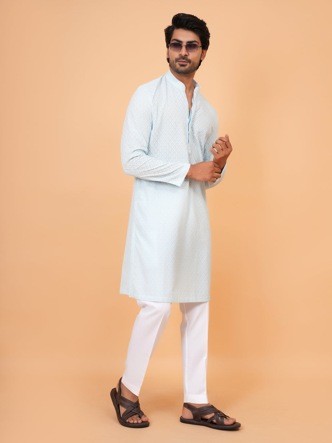 Chikan Blue Kurta Set - KM45051-105