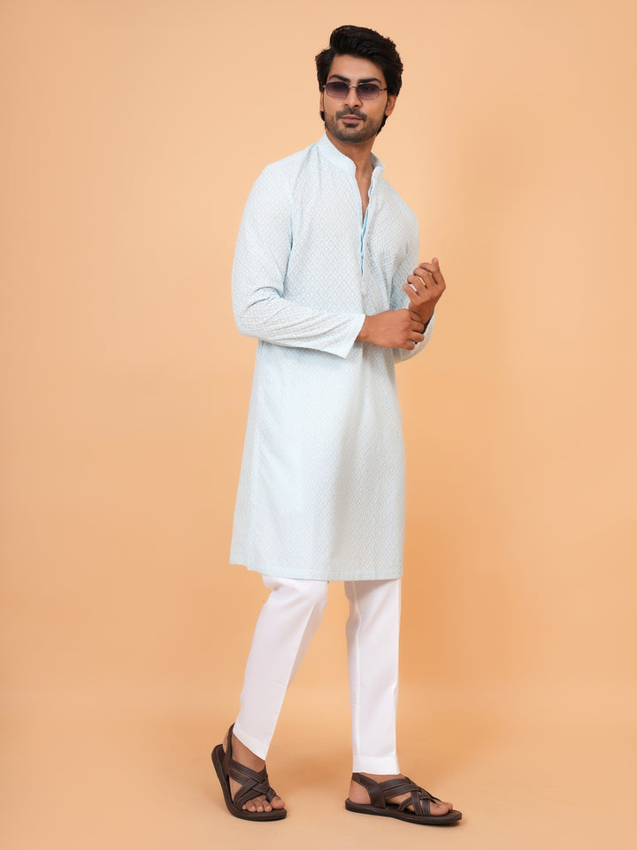 Chikan Blue Kurta Set - KM45051-105