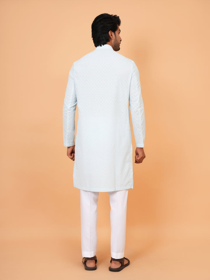 Chikan Blue Kurta Set - KM45051-105