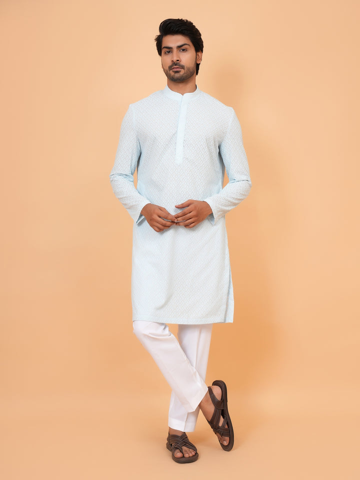 Chikan Blue Kurta Set - KM45051-105