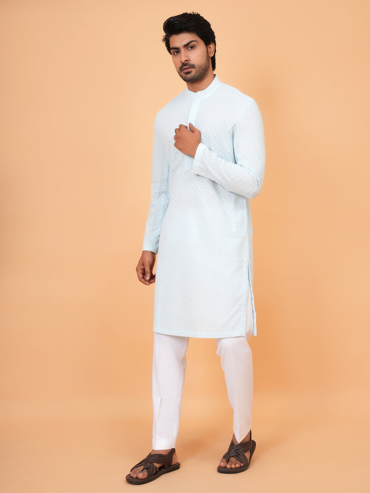 Chikan Blue Kurta Set - KM45051-105