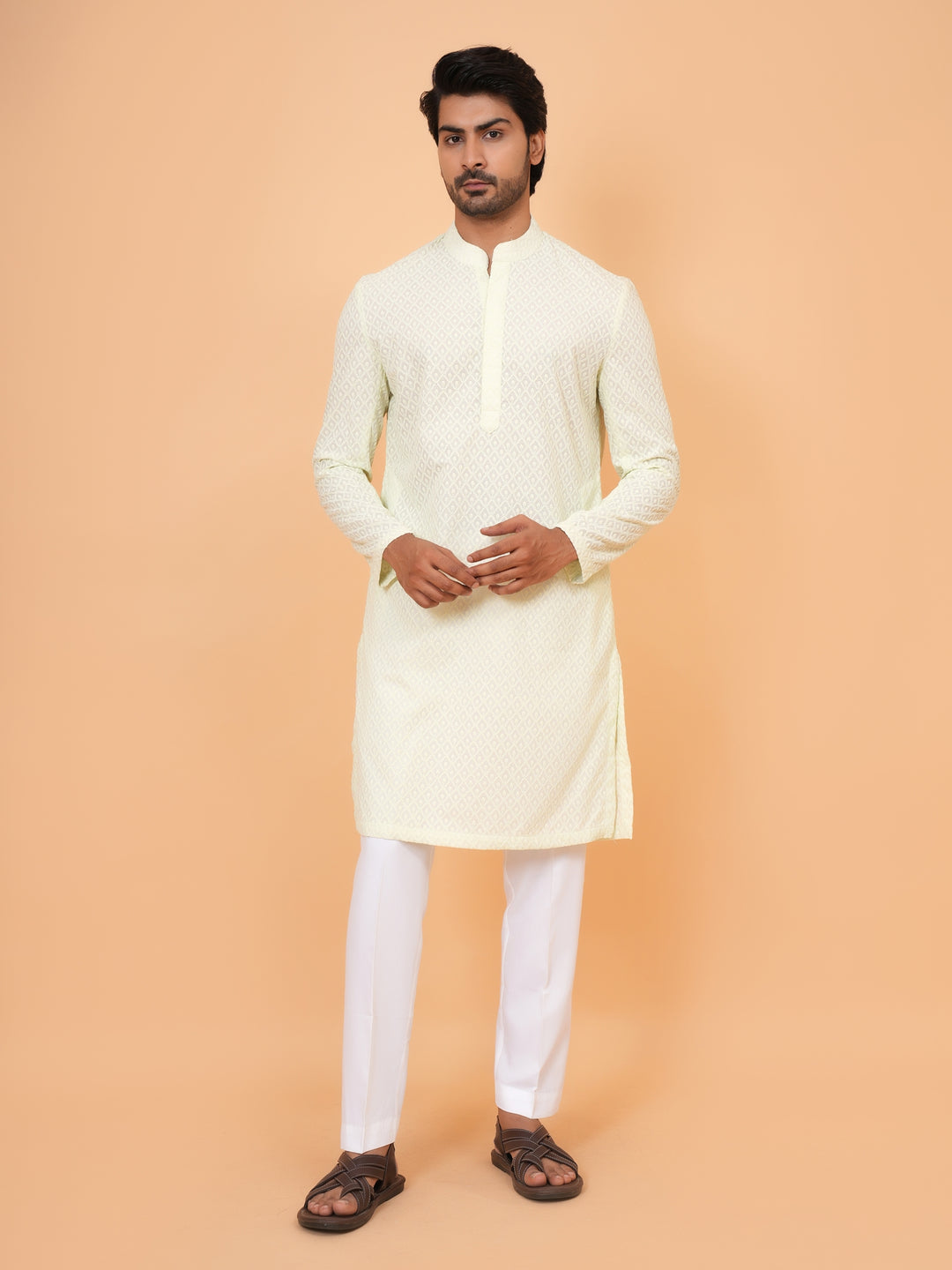 Chikan Pista Kurta Set - KM45051-106
