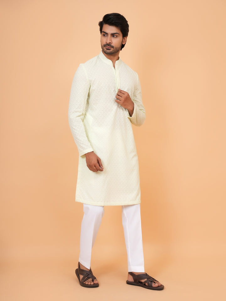 Chikan Pista Kurta Set - KM45051-106