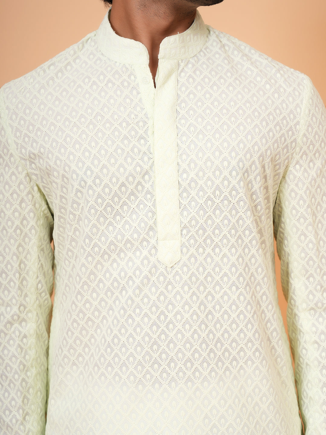Chikan Pista Kurta Set - KM45051-106