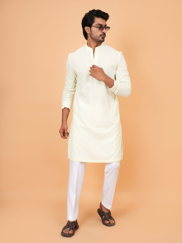 Chikan Pista Kurta Set - KM45051-106