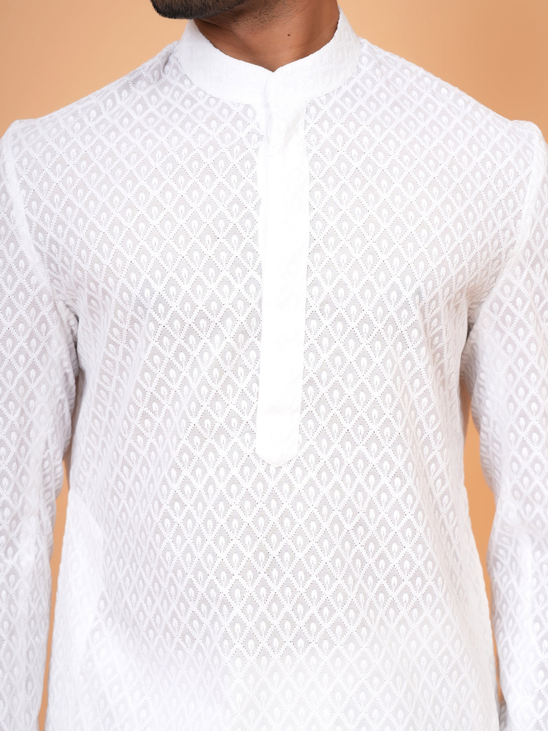Chikan White Kurta Set - KM45051-103