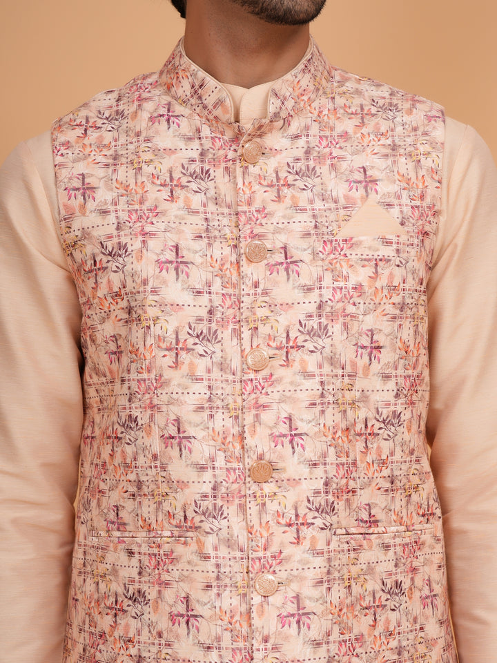 Abstract Orange Jacket Kurta Set - JM45402-1