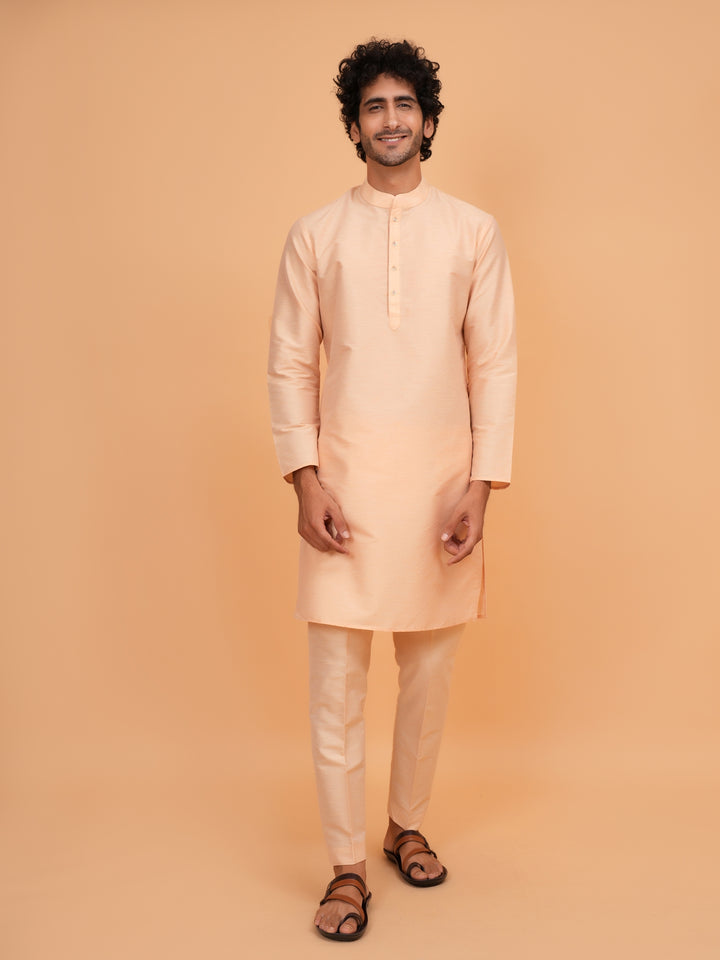 Abstract Orange Jacket Kurta Set - JM45402-1