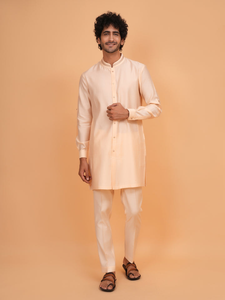 Floral Peach Jacket Kurta Set - JT43461-3