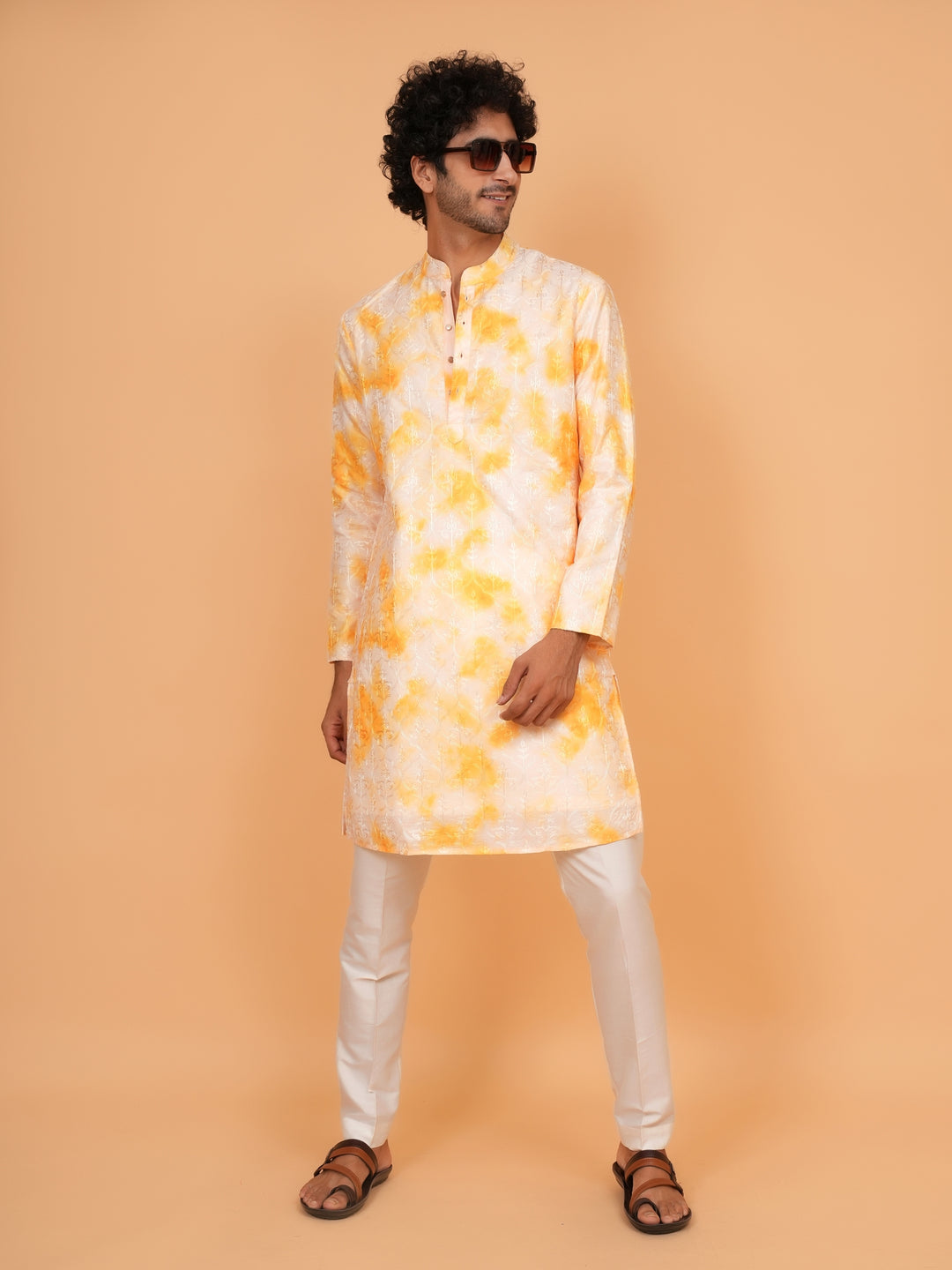 Abstract Yellow Kurta Set - KM41147-3