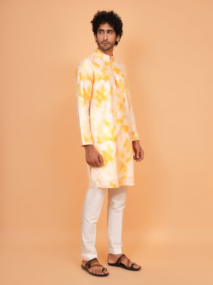 Abstract Yellow Kurta Set - KM41147-3