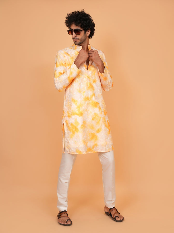 Abstract Yellow Kurta Set - KM41147-3