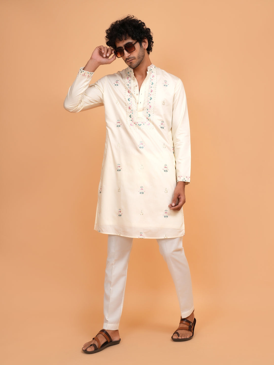 Sequence Cream Kurta Set - KM42782-11
