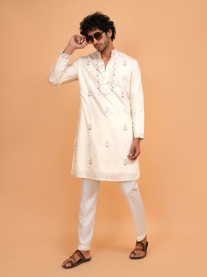 Sequence Cream Kurta Set - KM42782-11