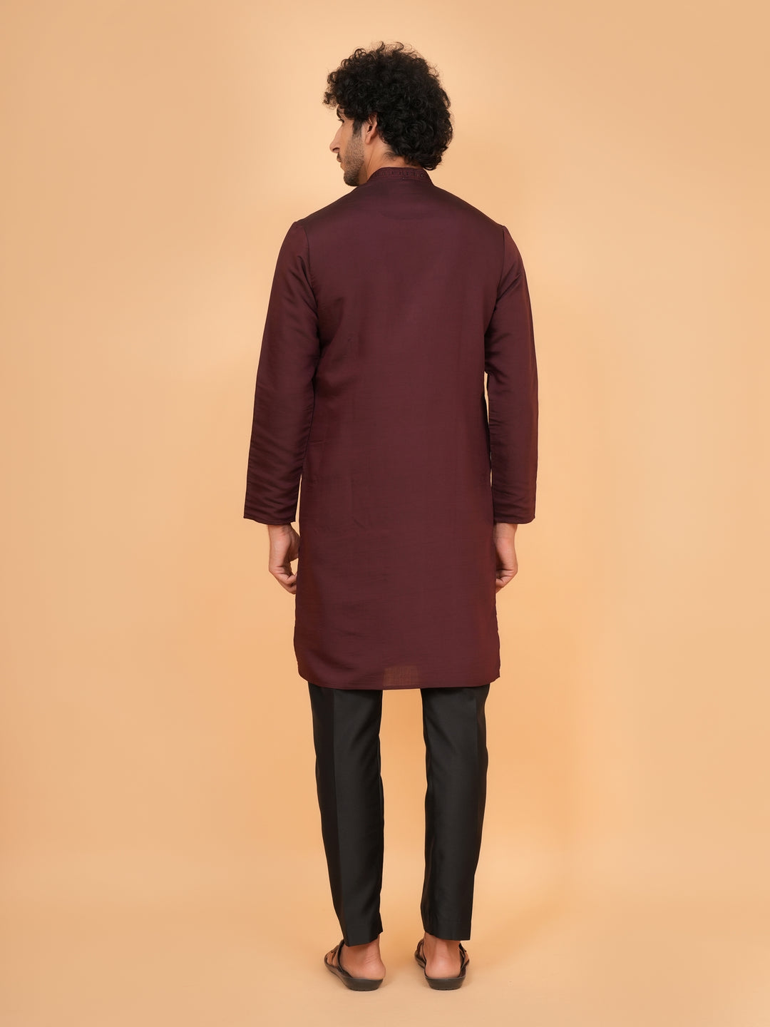 Bead Work Wine Kurta Set - KM43071-4174