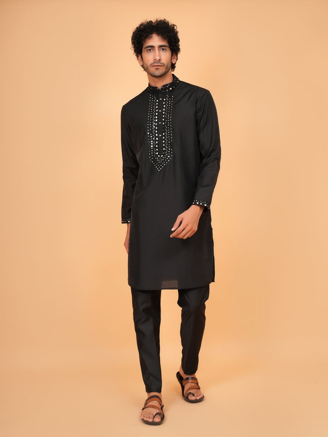 Mirror Work Black Kurta Set - KM43151-25