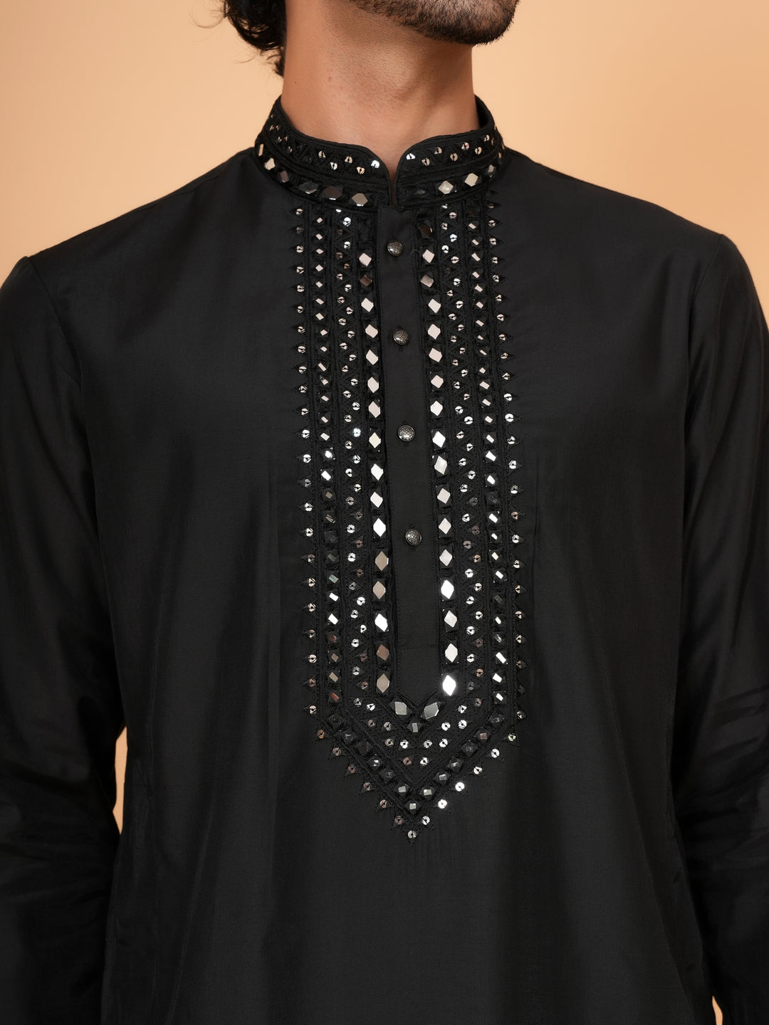 Mirror Work Black Kurta Set - KM43151-25