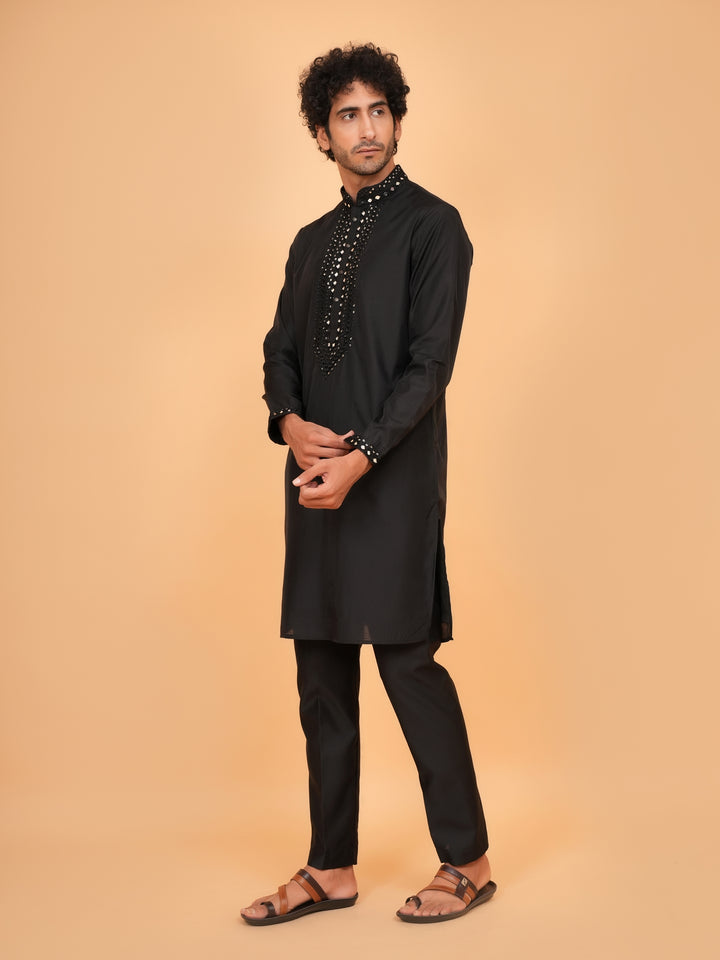 Mirror Work Black Kurta Set - KM43151-25
