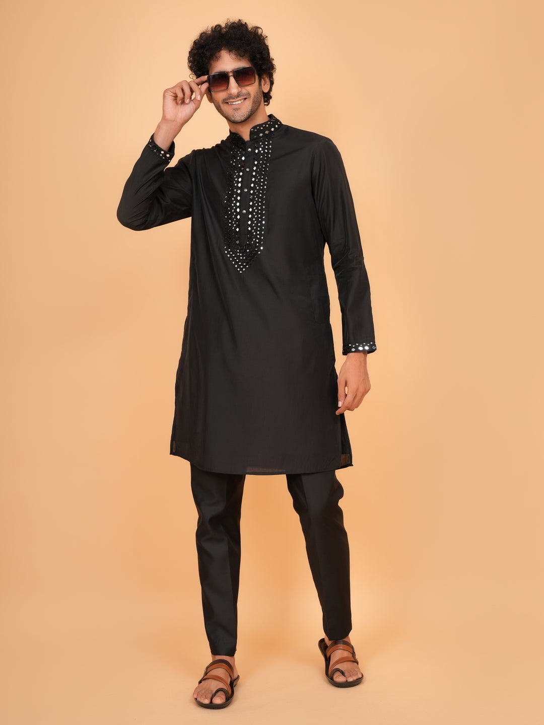 Mirror Work Black Kurta Set - KM43151-25