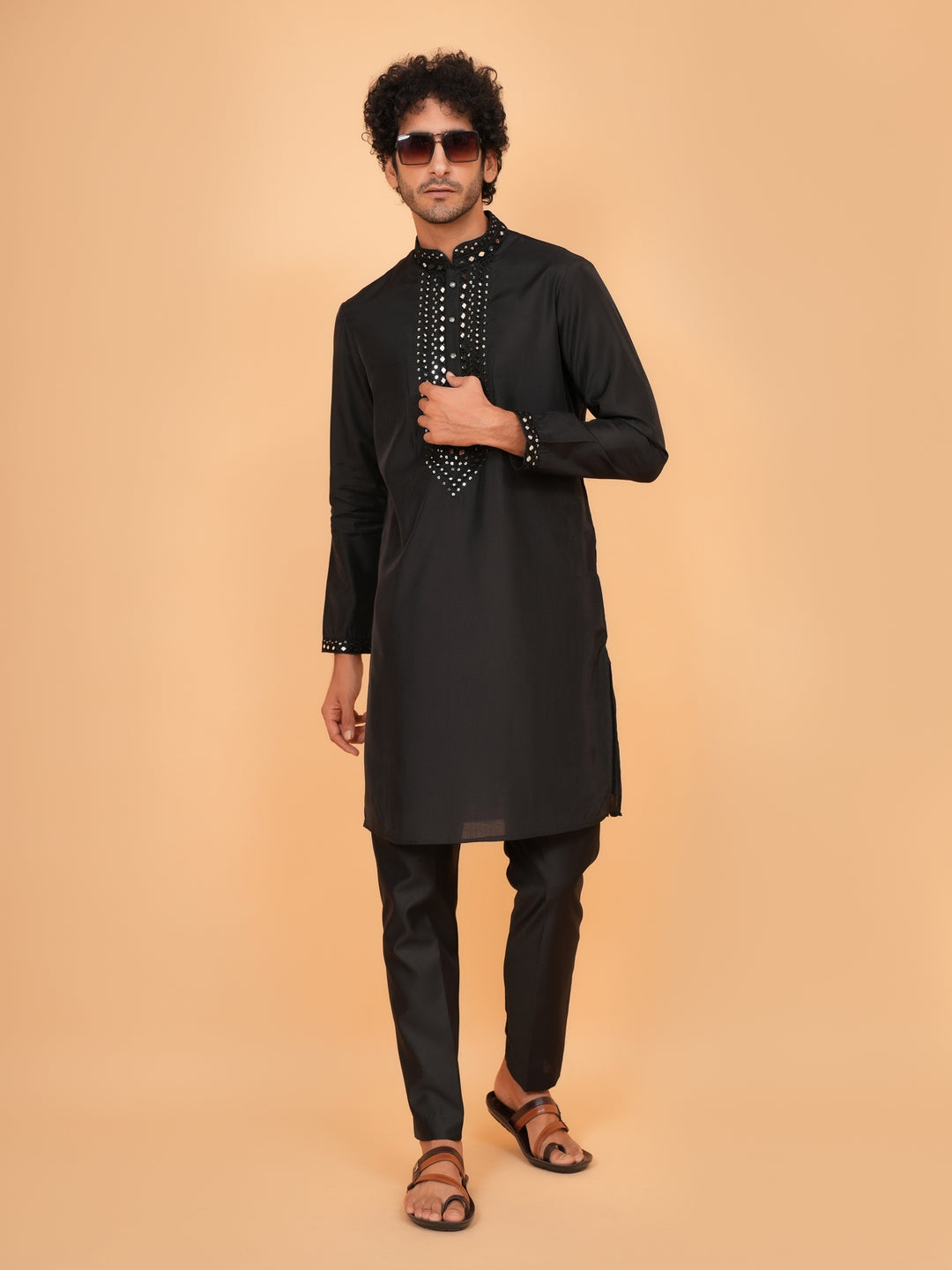 Mirror Work Black Kurta Set - KM43151-25
