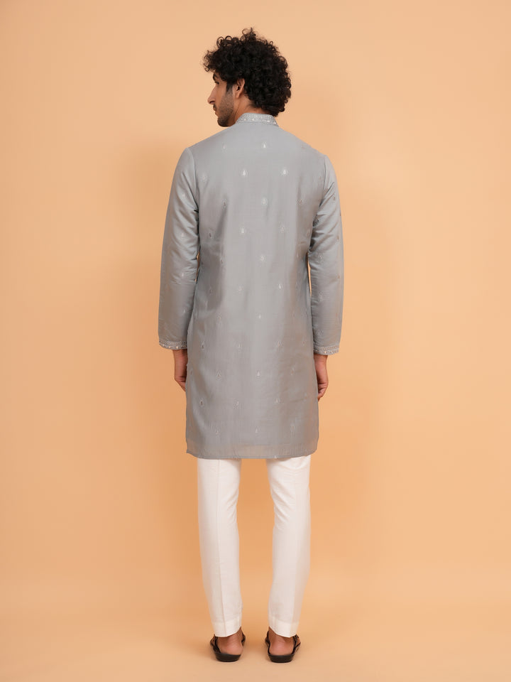 Mirror Work Grey Kurta Set - KM43153-19