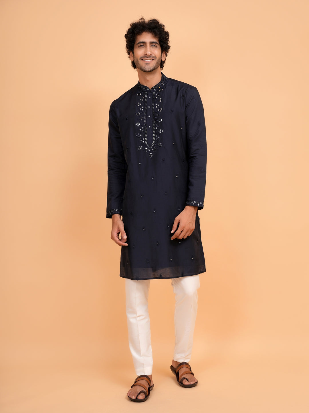 Mirror Work Navy Blue Kurta Set - KM43153-28