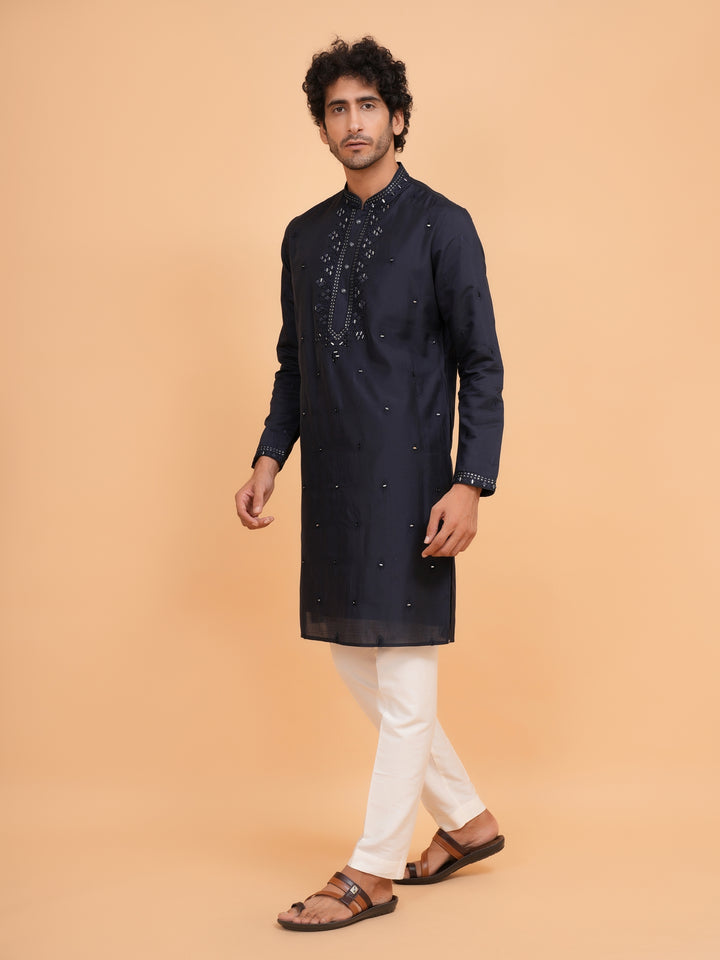 Mirror Work Navy Blue Kurta Set - KM43153-28