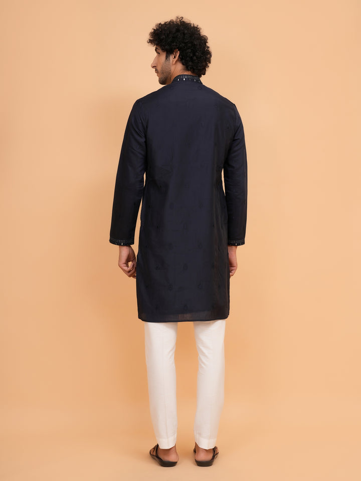 Mirror Work Navy Blue Kurta Set - KM43153-28