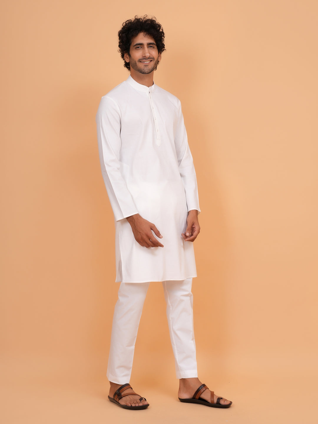 Solid White Kurta Set - KM44553-1