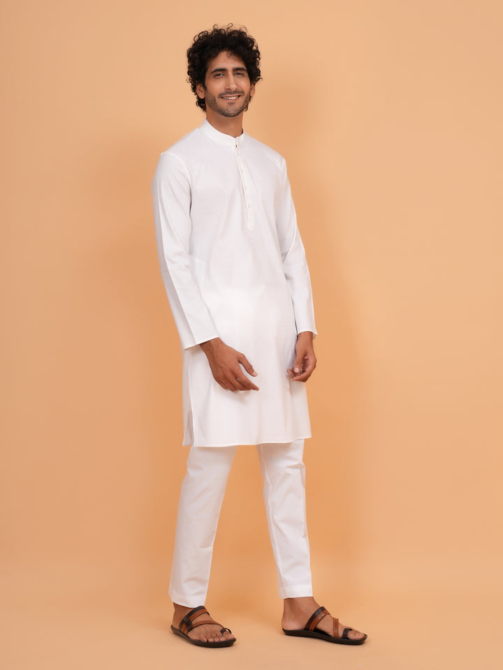 Solid White Kurta Set - KM44553-1