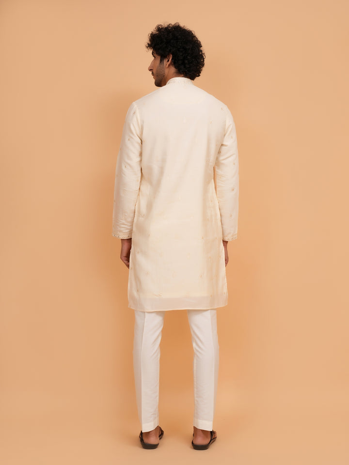 Mirror Work Off White Kurta Set - KM43153-2